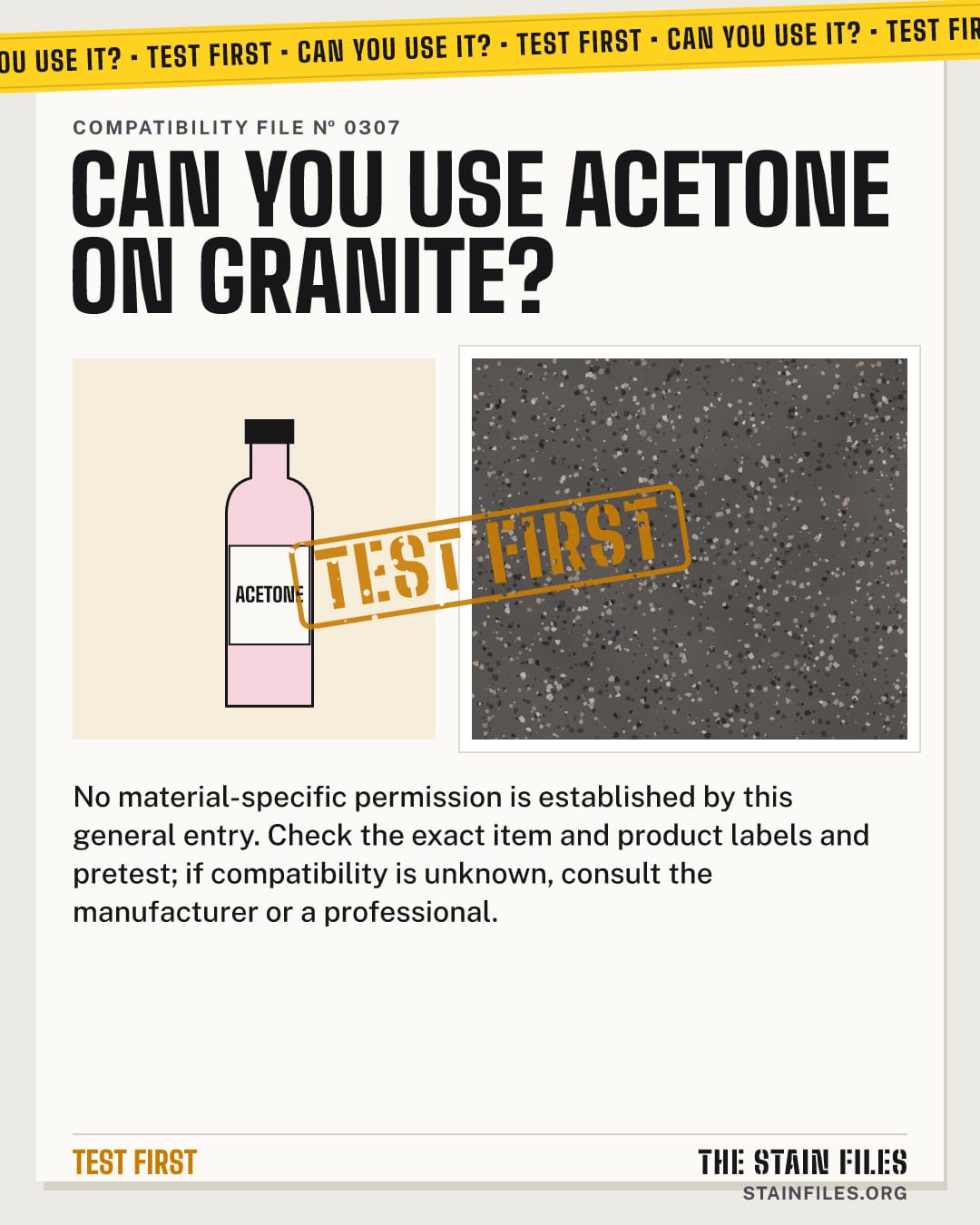 Can you use acetone on granite? Verdict: Test first