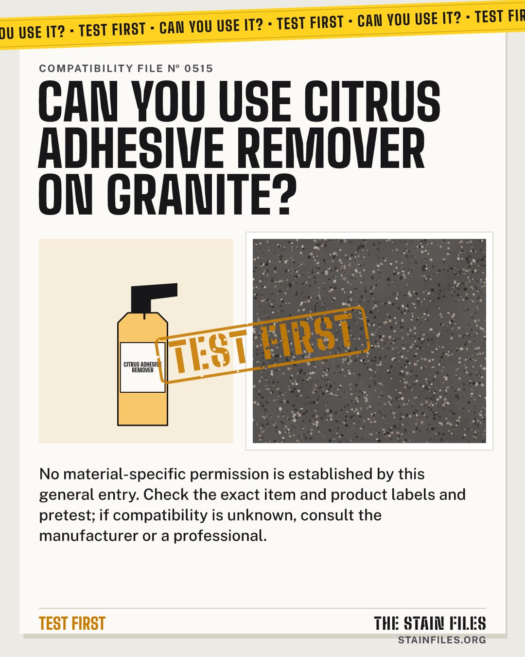 Can you use citrus adhesive remover on granite? Verdict: Test first