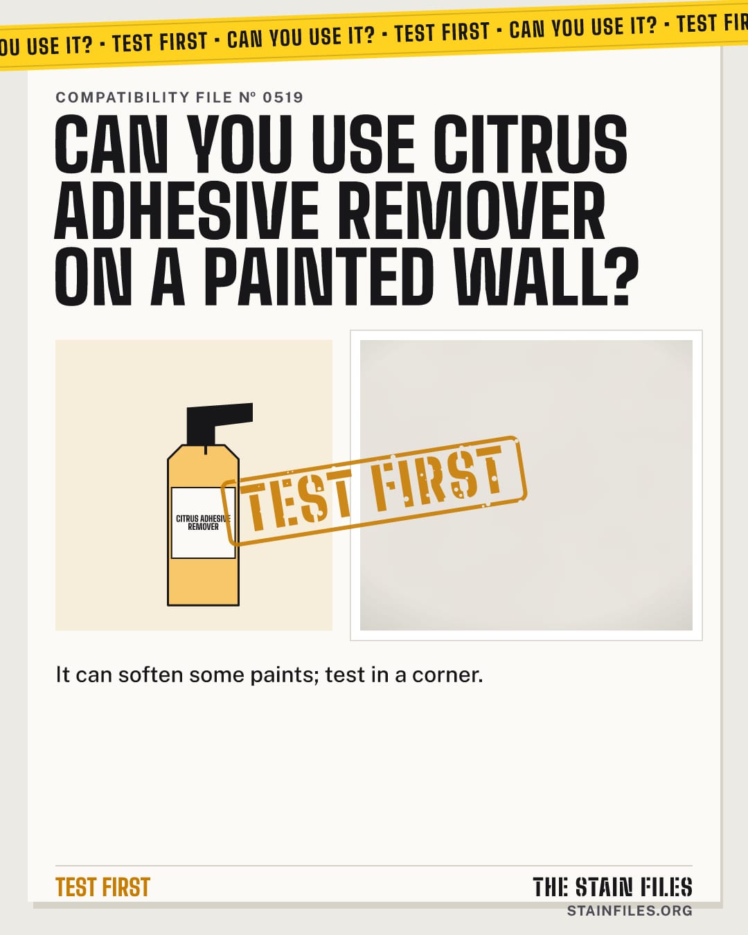 Can you use citrus adhesive remover on a painted wall? Verdict: Test first