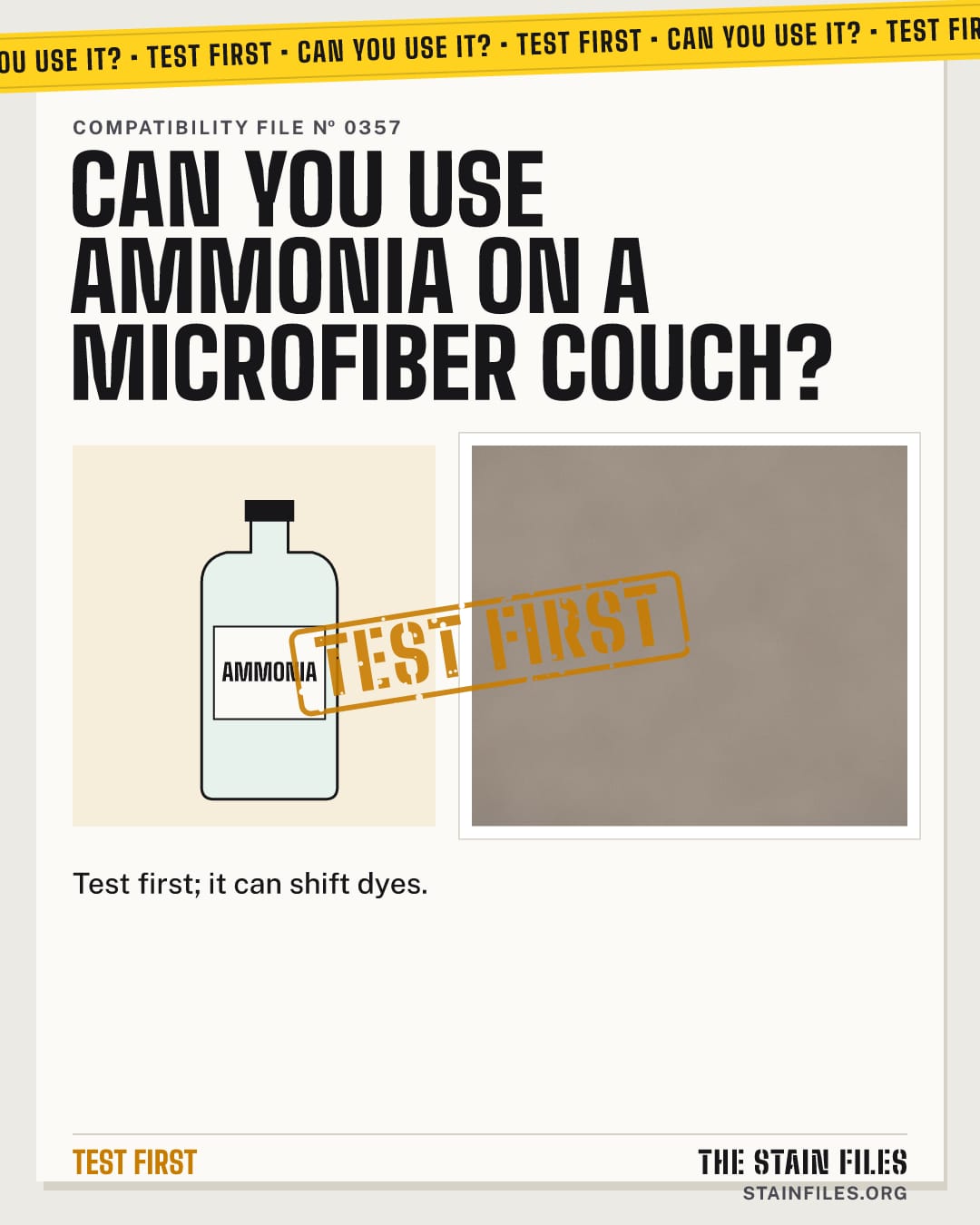 Can you use ammonia on a microfiber couch? Verdict: Test first