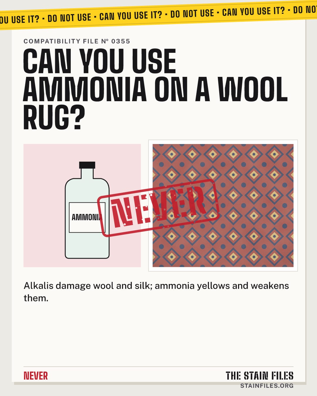 Can you use ammonia on a wool rug? Verdict: Never