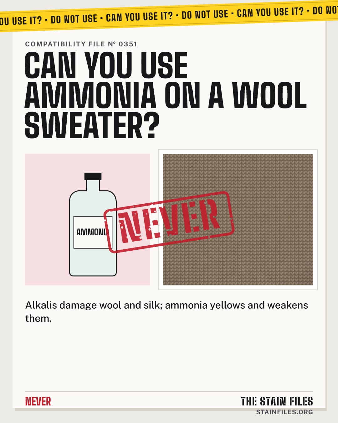 Can you use ammonia on a wool sweater? Verdict: Never