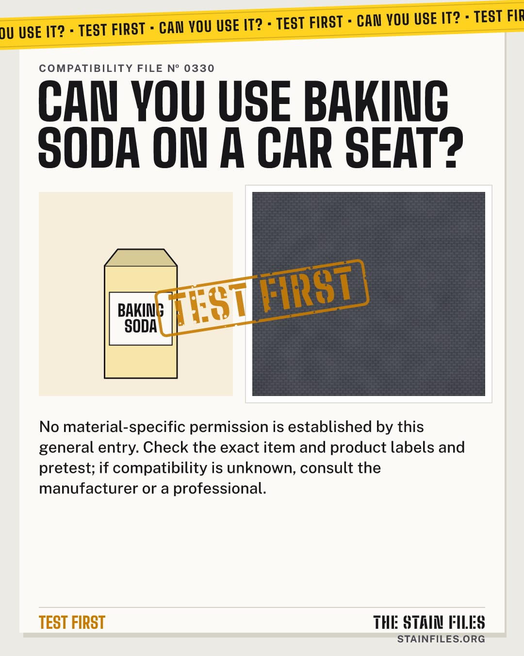 Can you use baking soda on a car seat? Verdict: Test first