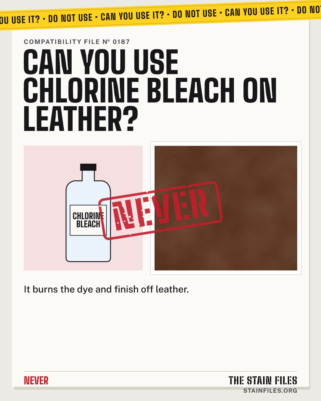 Can you use chlorine bleach on leather? Verdict: Never