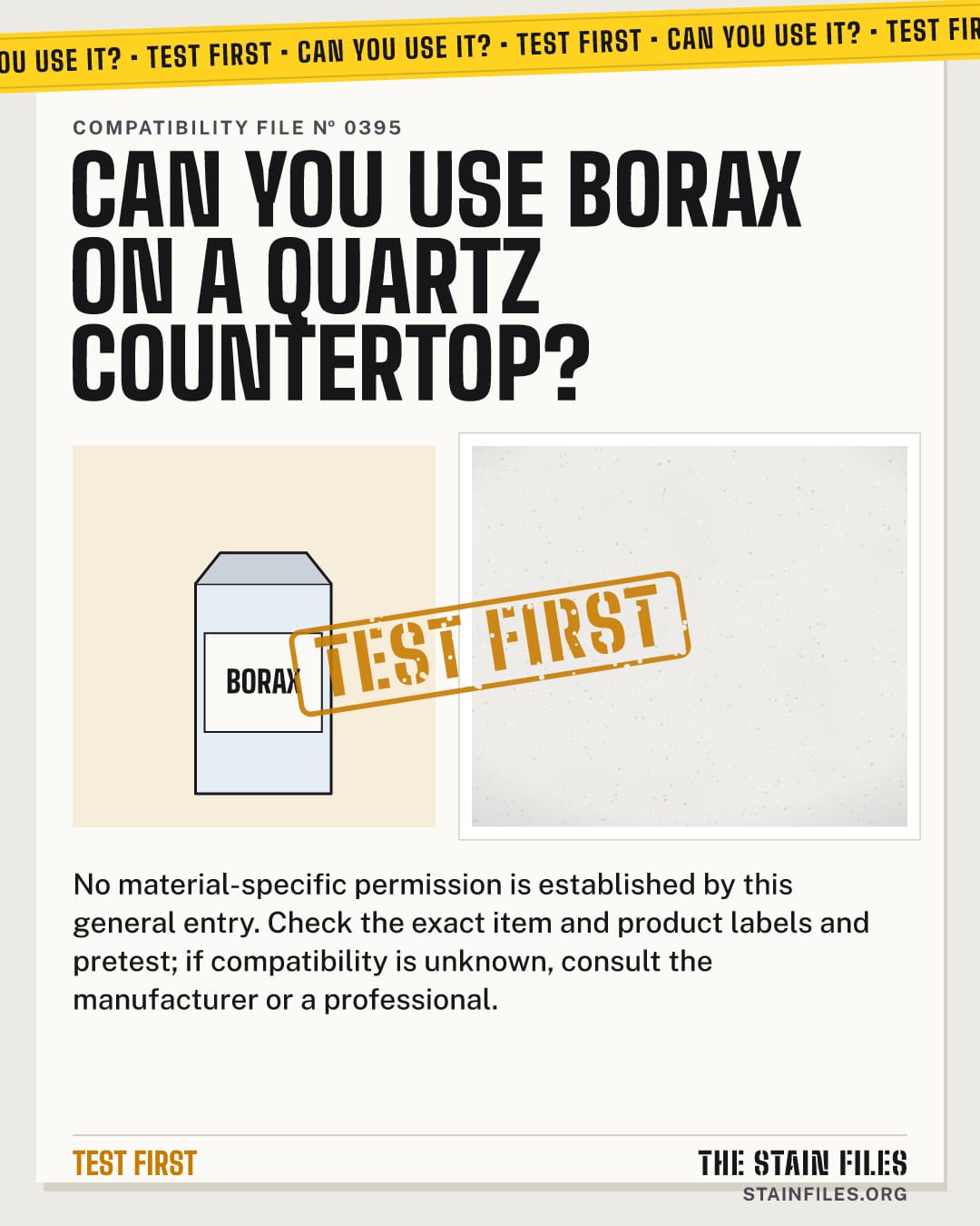 Can you use borax on a quartz countertop? Verdict: Test first