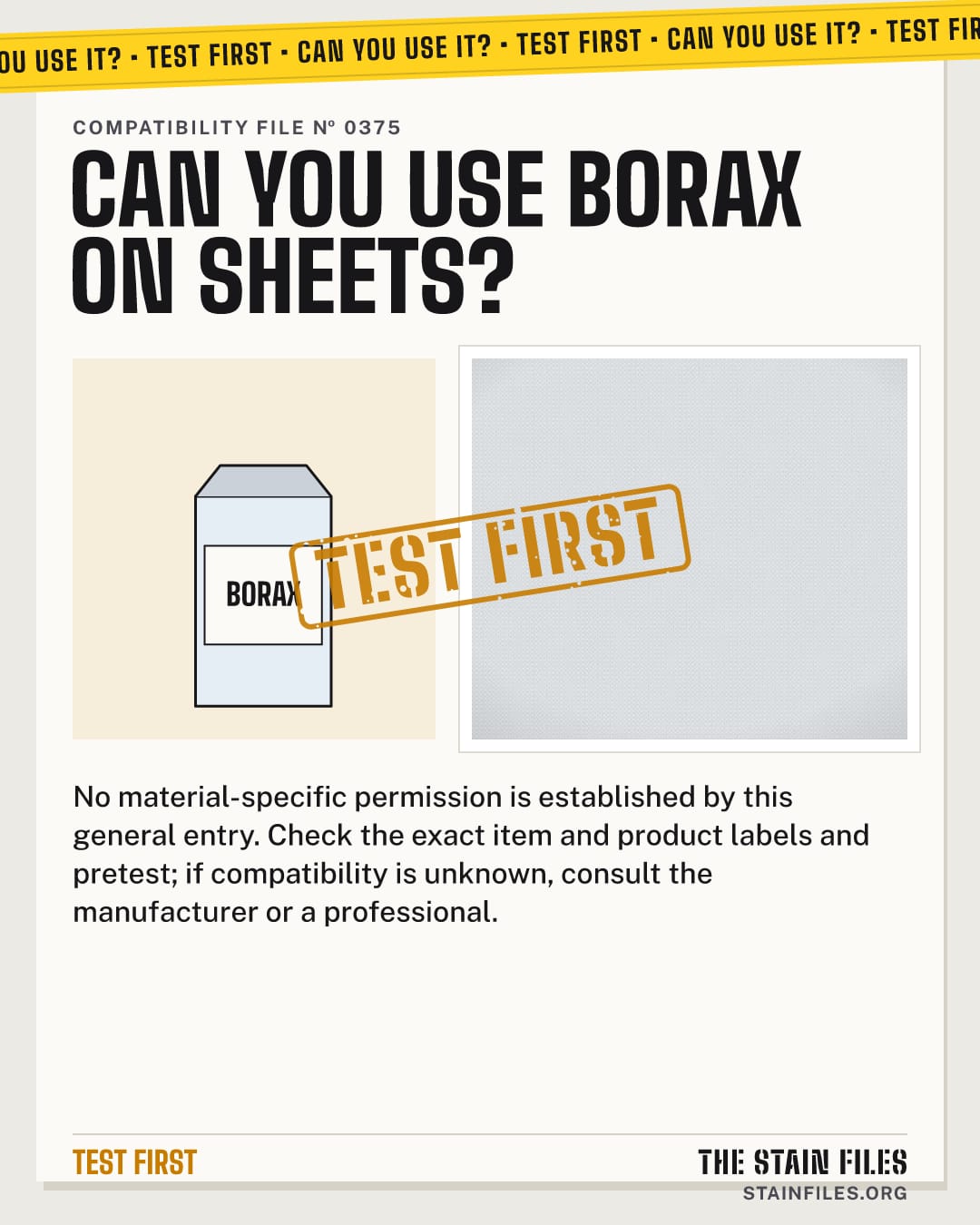 Can you use borax on sheets? Verdict: Test first