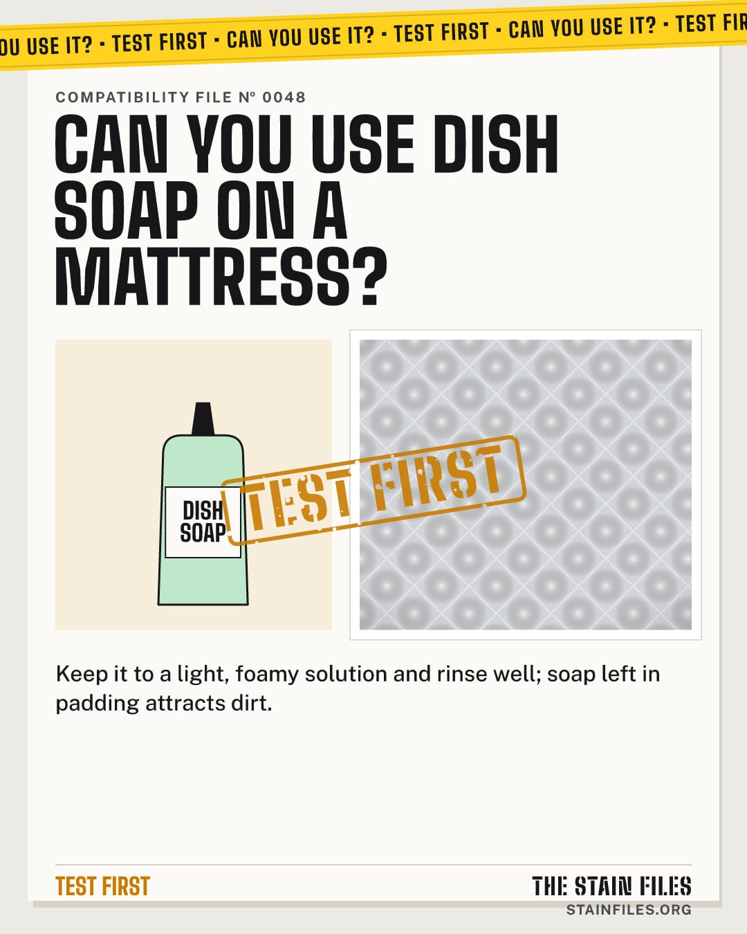 Can you use dish soap on a mattress? Verdict: Test first