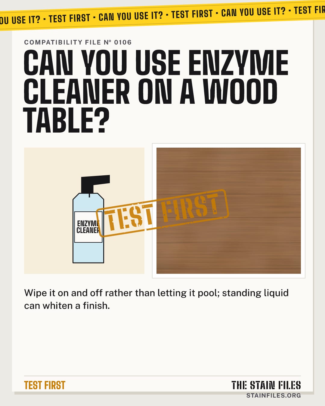 Can you use enzyme cleaner on a wood table? Verdict: Test first