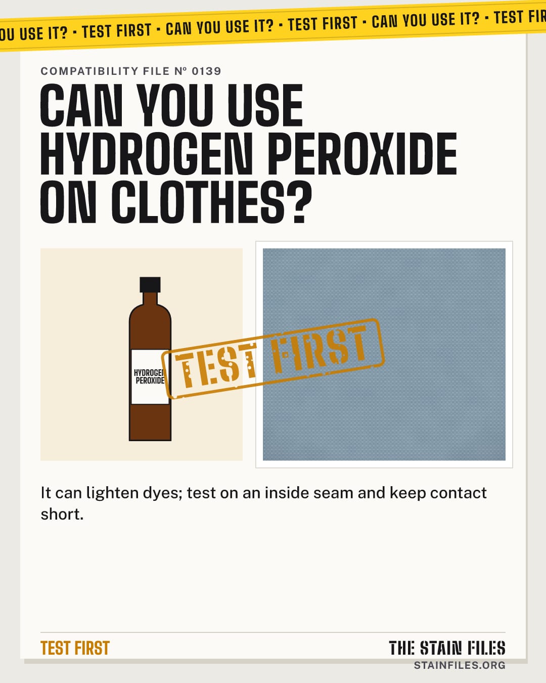 Can you use hydrogen peroxide on clothes? Verdict: Test first
