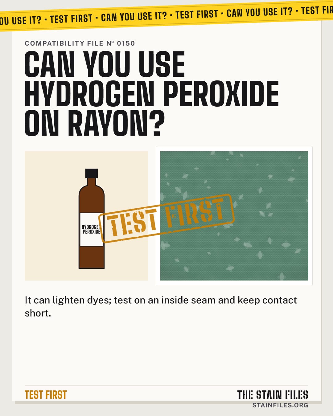 Can you use hydrogen peroxide on rayon? Verdict: Test first