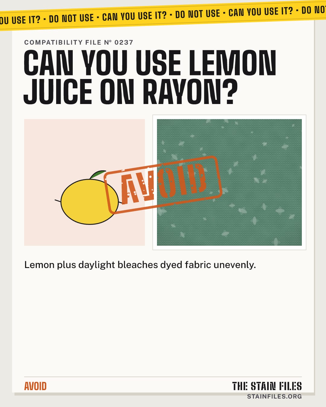 Can you use lemon juice on rayon? Verdict: Avoid
