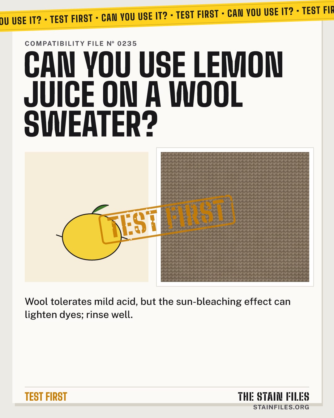 Can you use lemon juice on a wool sweater? Verdict: Test first