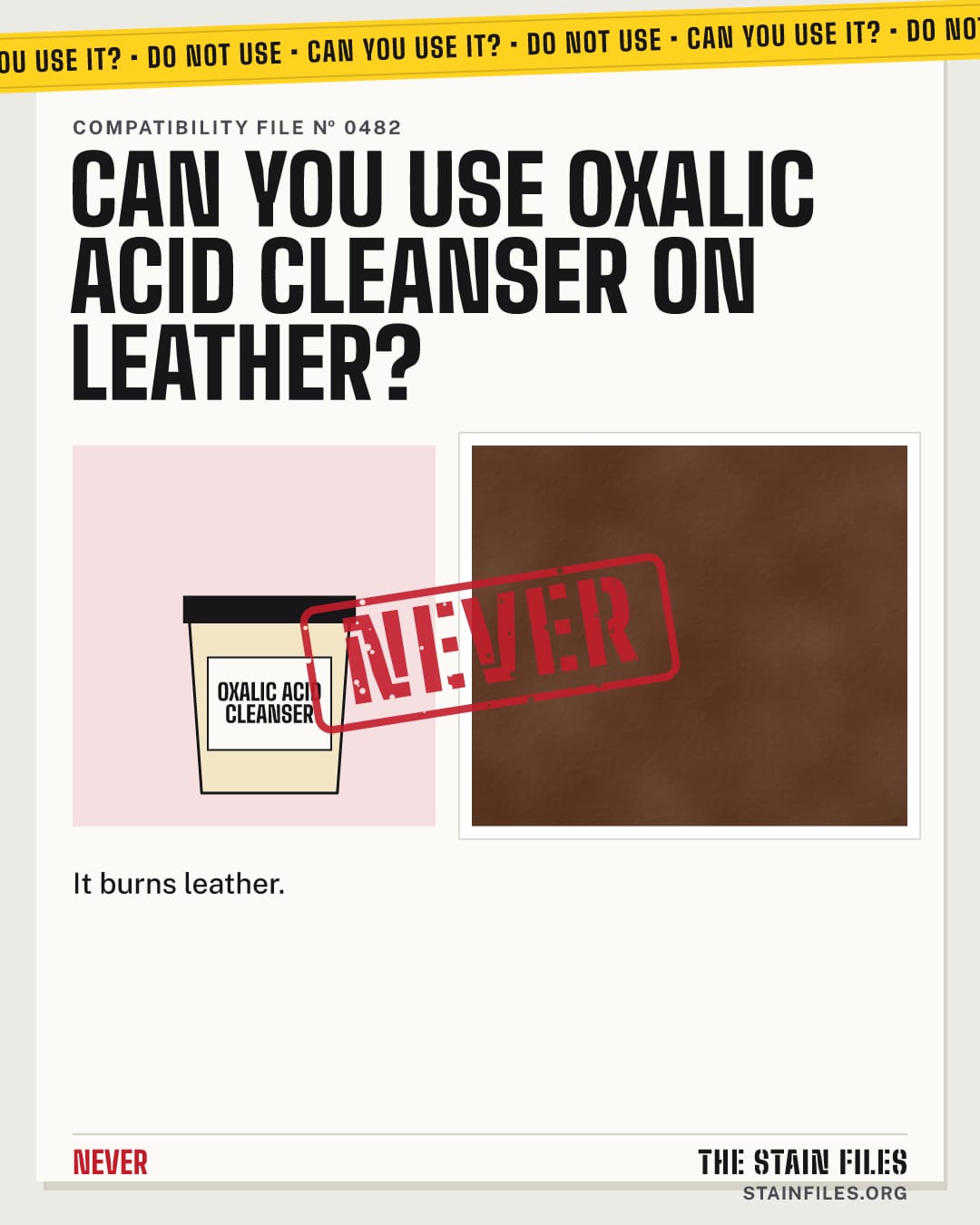 Can you use oxalic acid cleanser on leather? Verdict: Never
