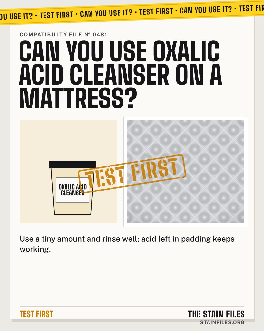 Can you use oxalic acid cleanser on a mattress? Verdict: Test first