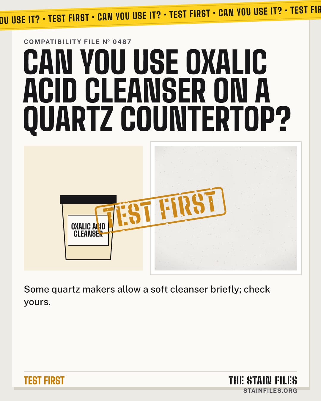 Can you use oxalic acid cleanser on a quartz countertop? Verdict: Test first