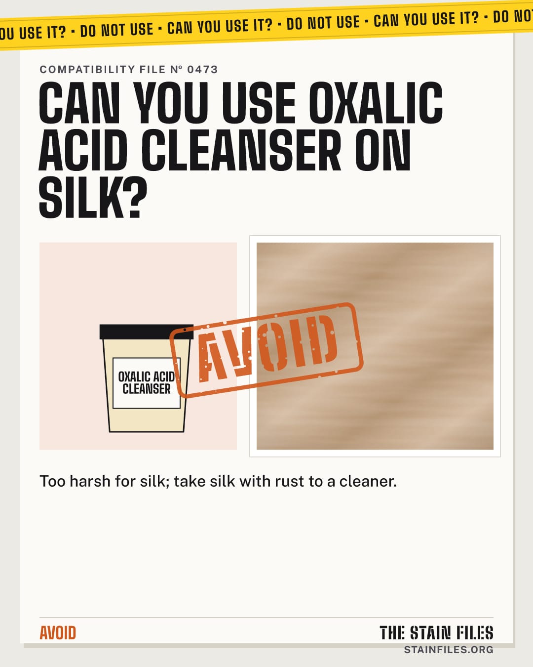 Can you use oxalic acid cleanser on silk? Verdict: Avoid