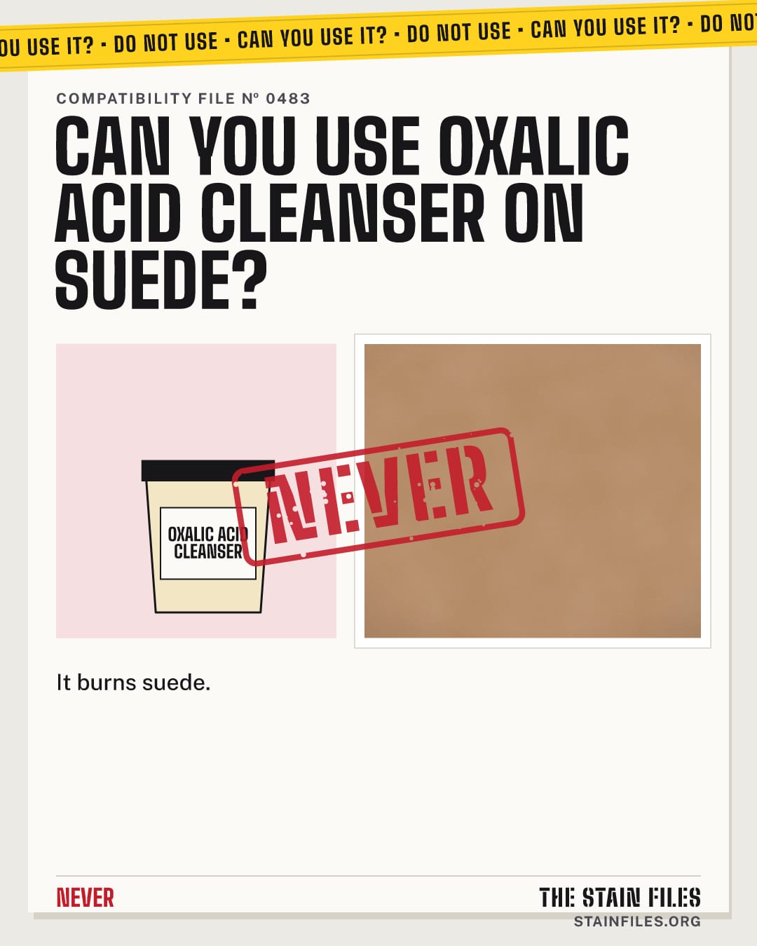Can you use oxalic acid cleanser on suede? Verdict: Never