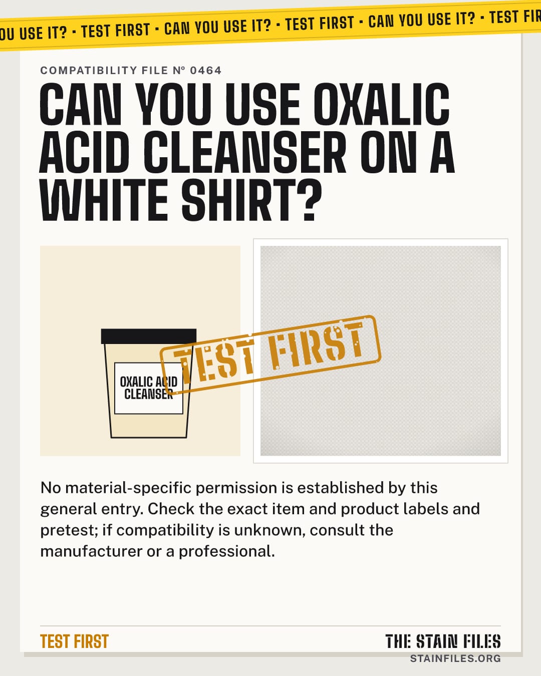 Can you use oxalic acid cleanser on a white shirt? Verdict: Test first