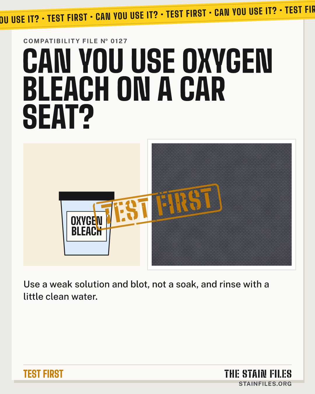 Can you use oxygen bleach on a car seat? Verdict: Test first
