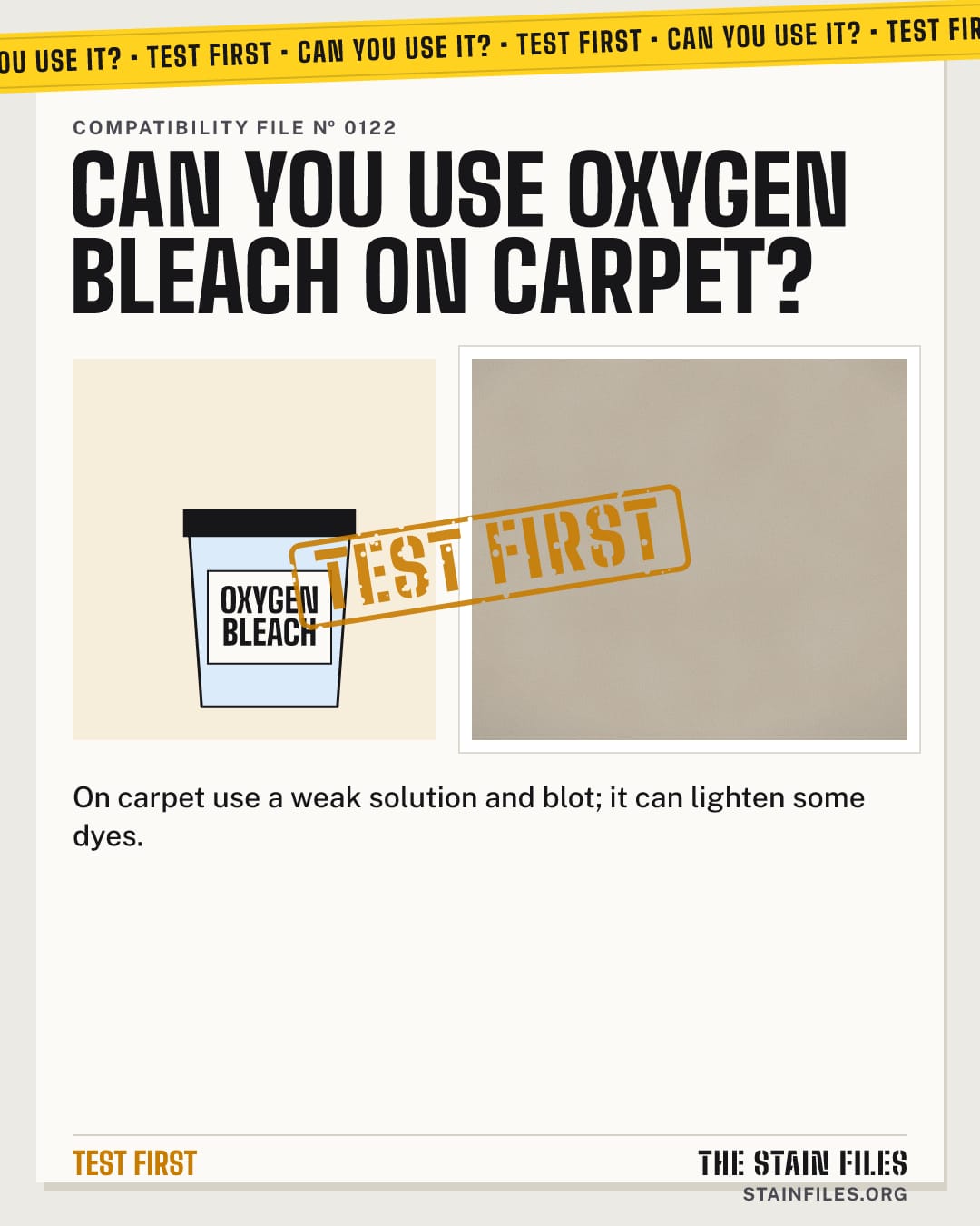 Can you use oxygen bleach on carpet? Verdict: Test first