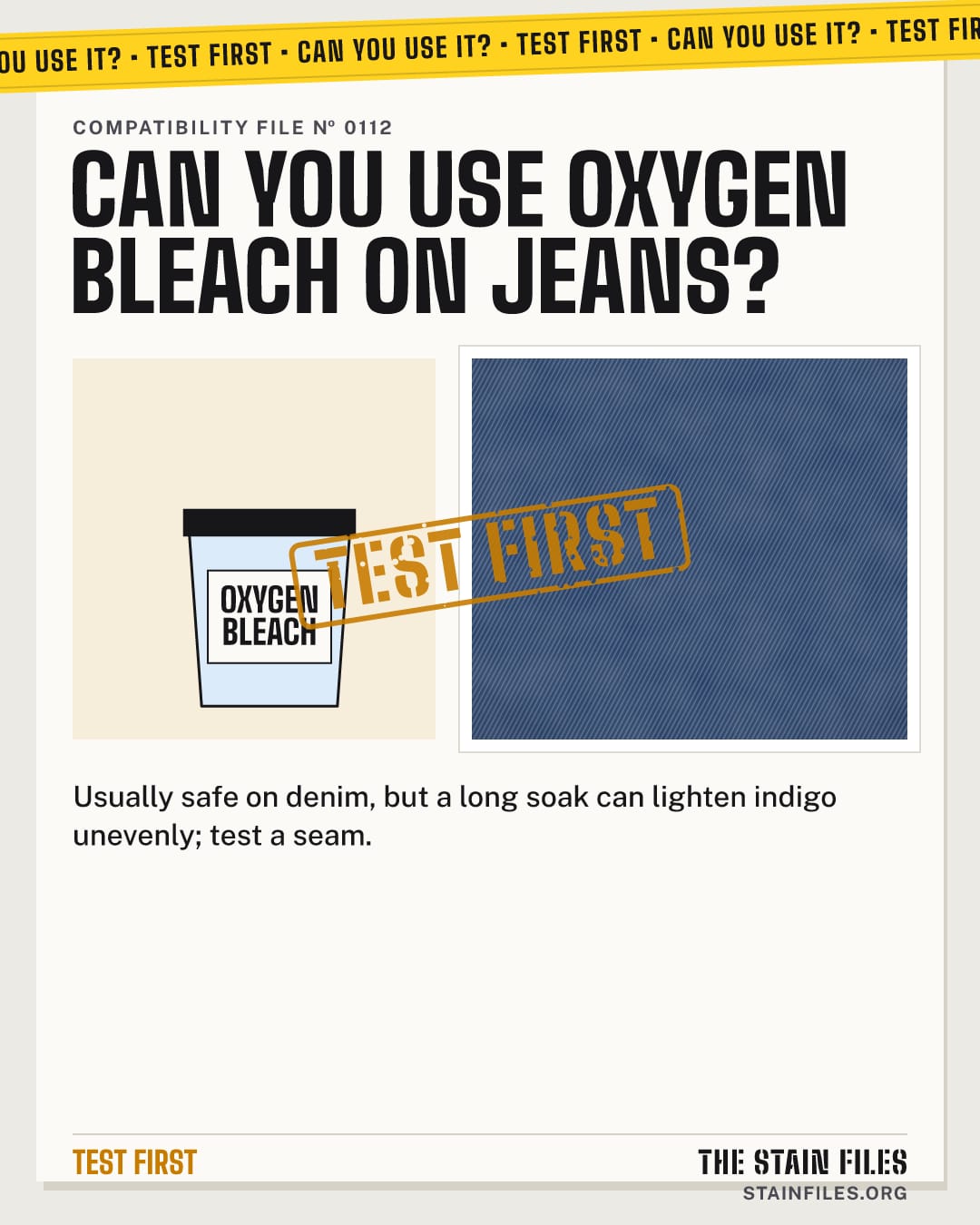 Can you use oxygen bleach on jeans? Verdict: Test first