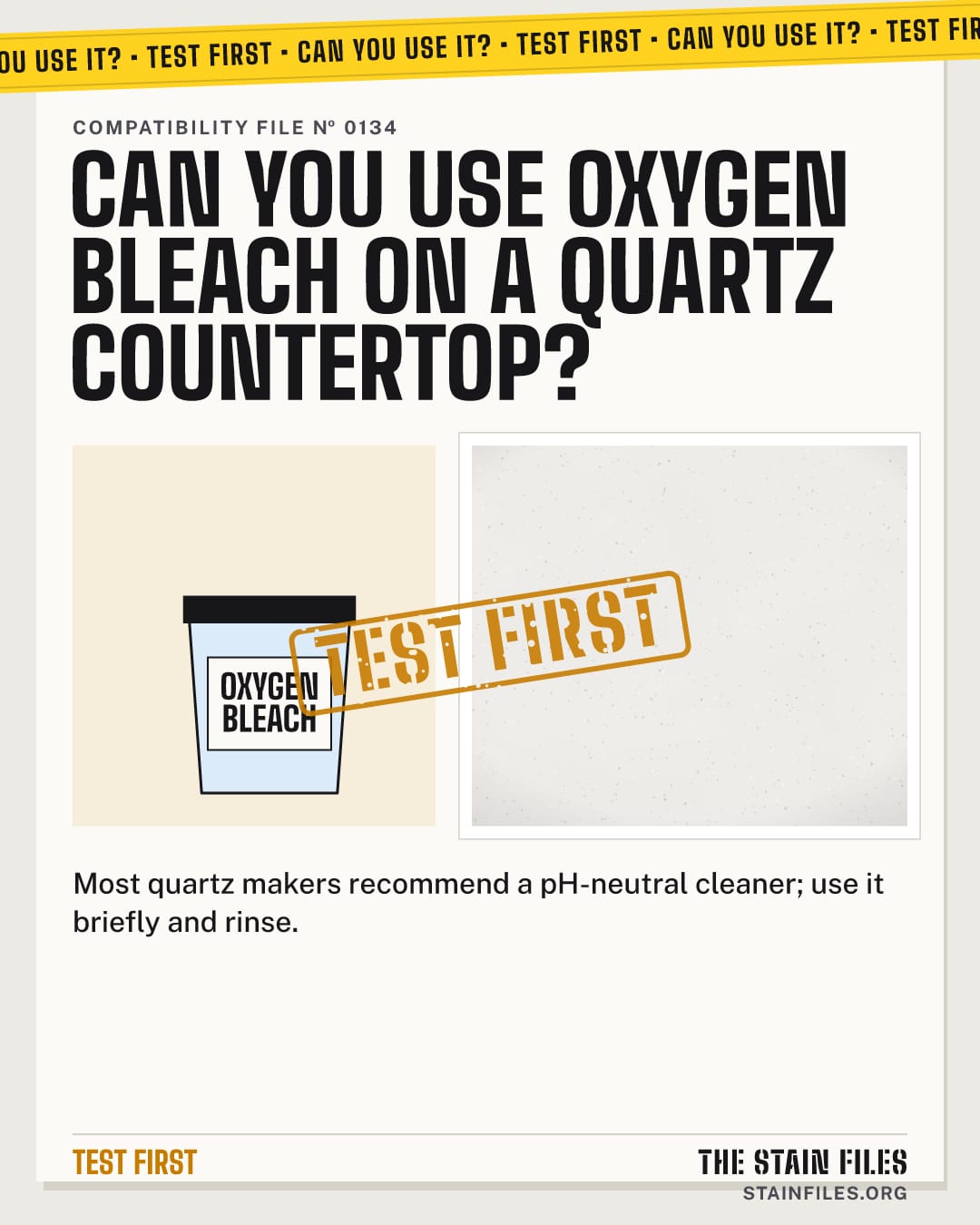 Can you use oxygen bleach on a quartz countertop? Verdict: Test first