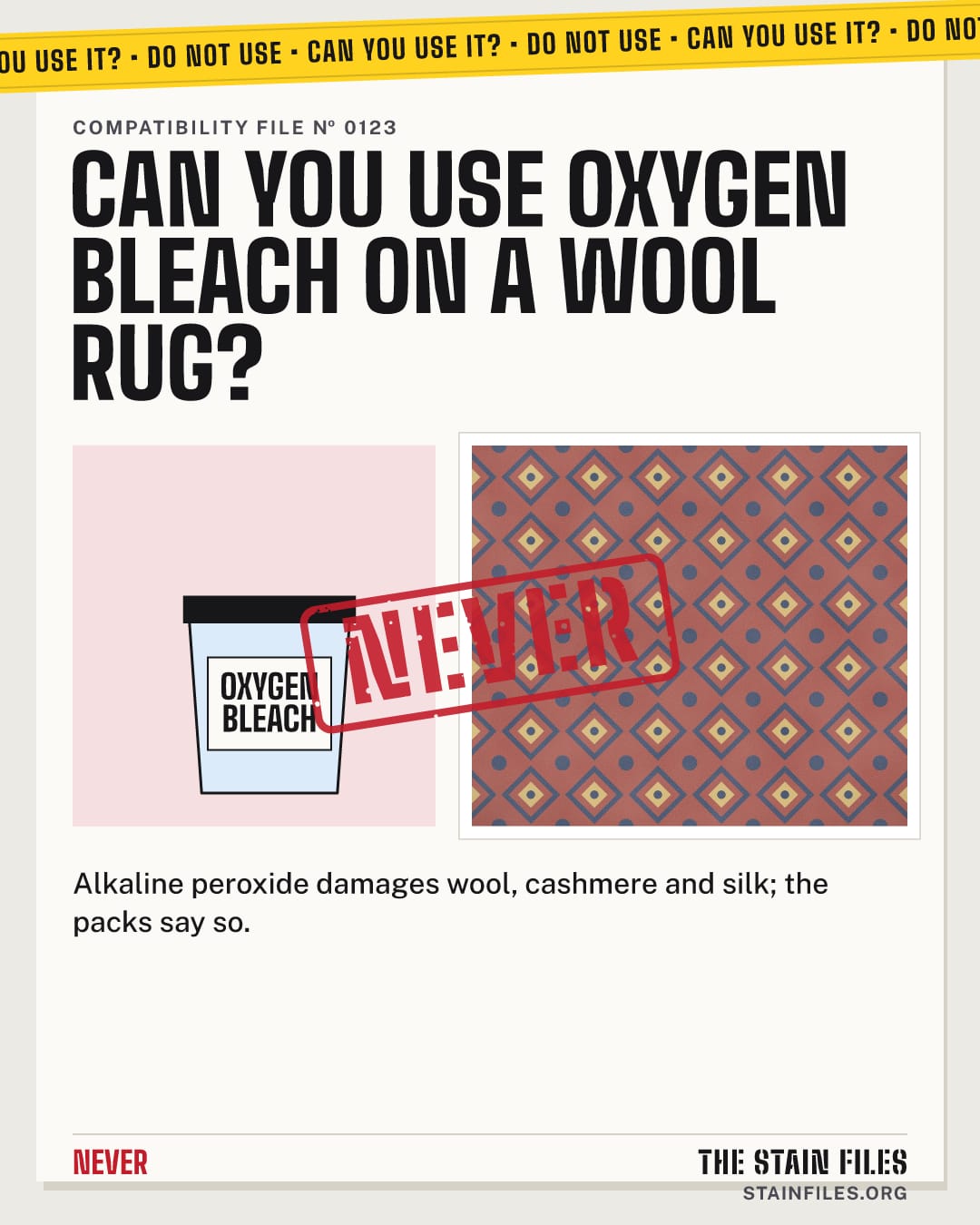 Can you use oxygen bleach on a wool rug? Verdict: Never
