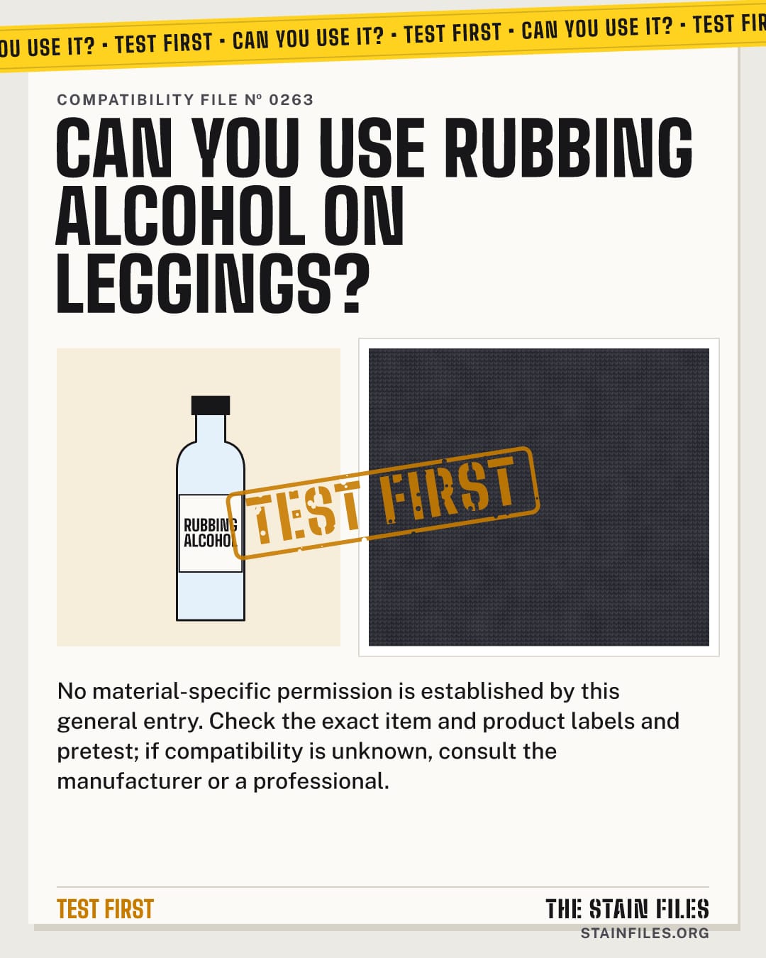 Can you use rubbing alcohol on leggings? Verdict: Test first