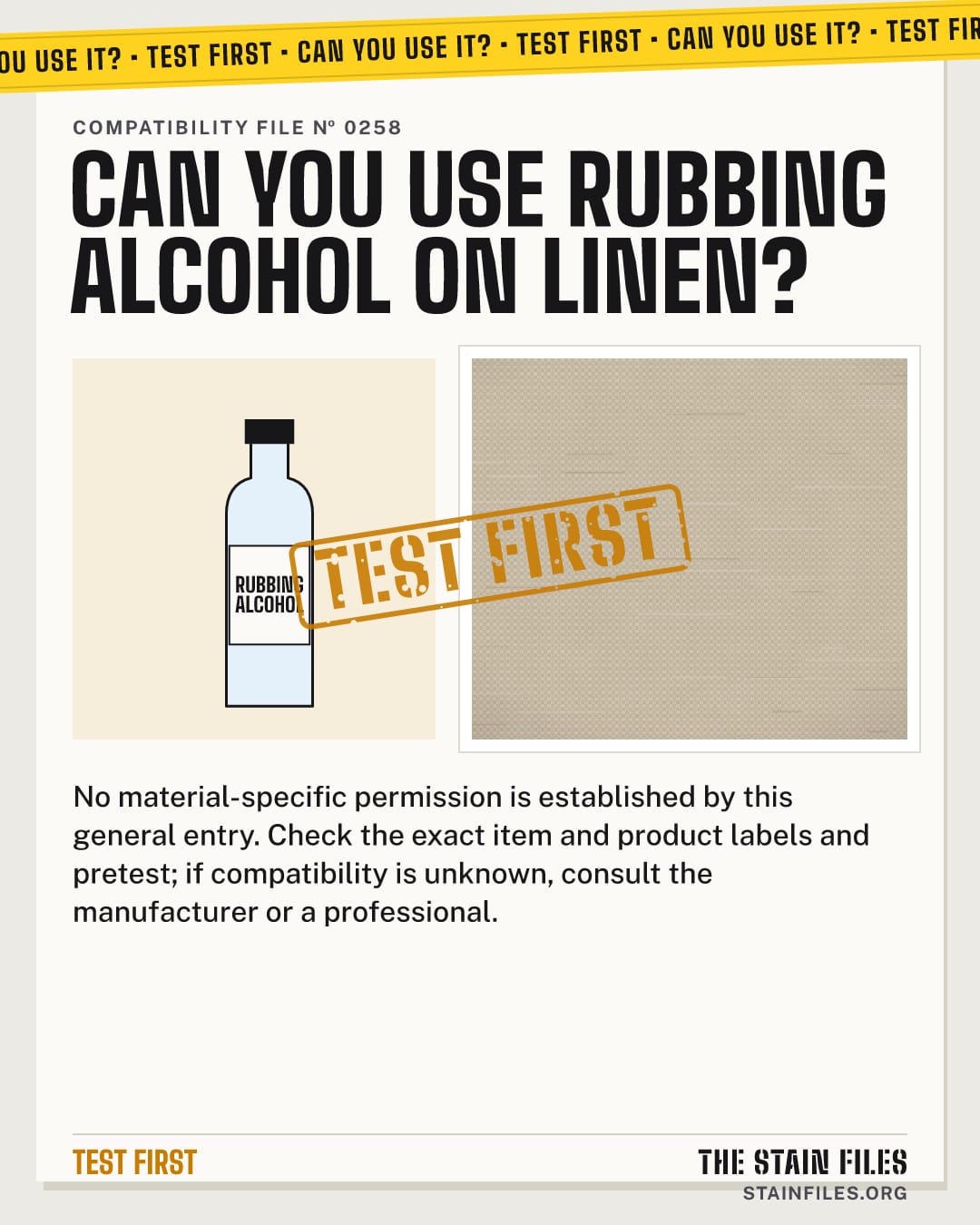 Can you use rubbing alcohol on linen? Verdict: Test first
