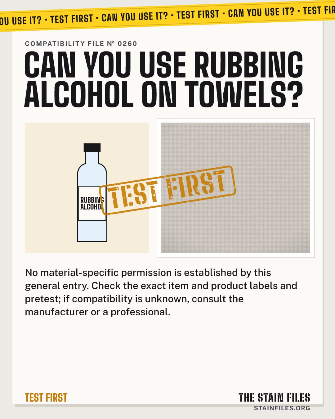 Can you use rubbing alcohol on towels? Verdict: Test first