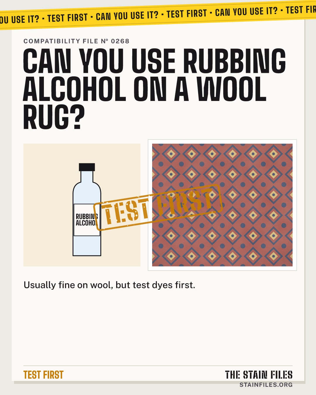 Can you use rubbing alcohol on a wool rug? Verdict: Test first