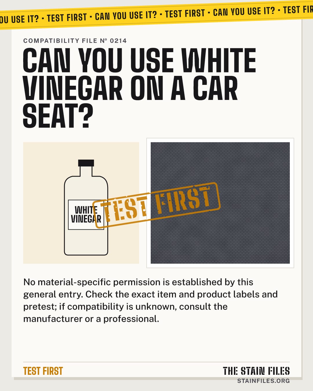Can you use white vinegar on a car seat? Verdict: Test first