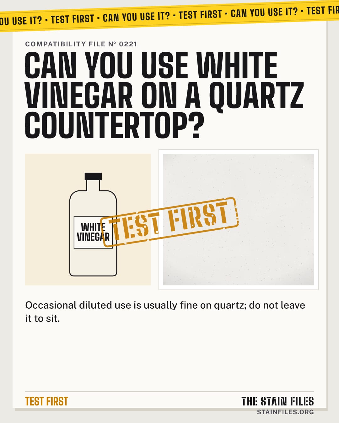 Can you use white vinegar on a quartz countertop? Verdict: Test first