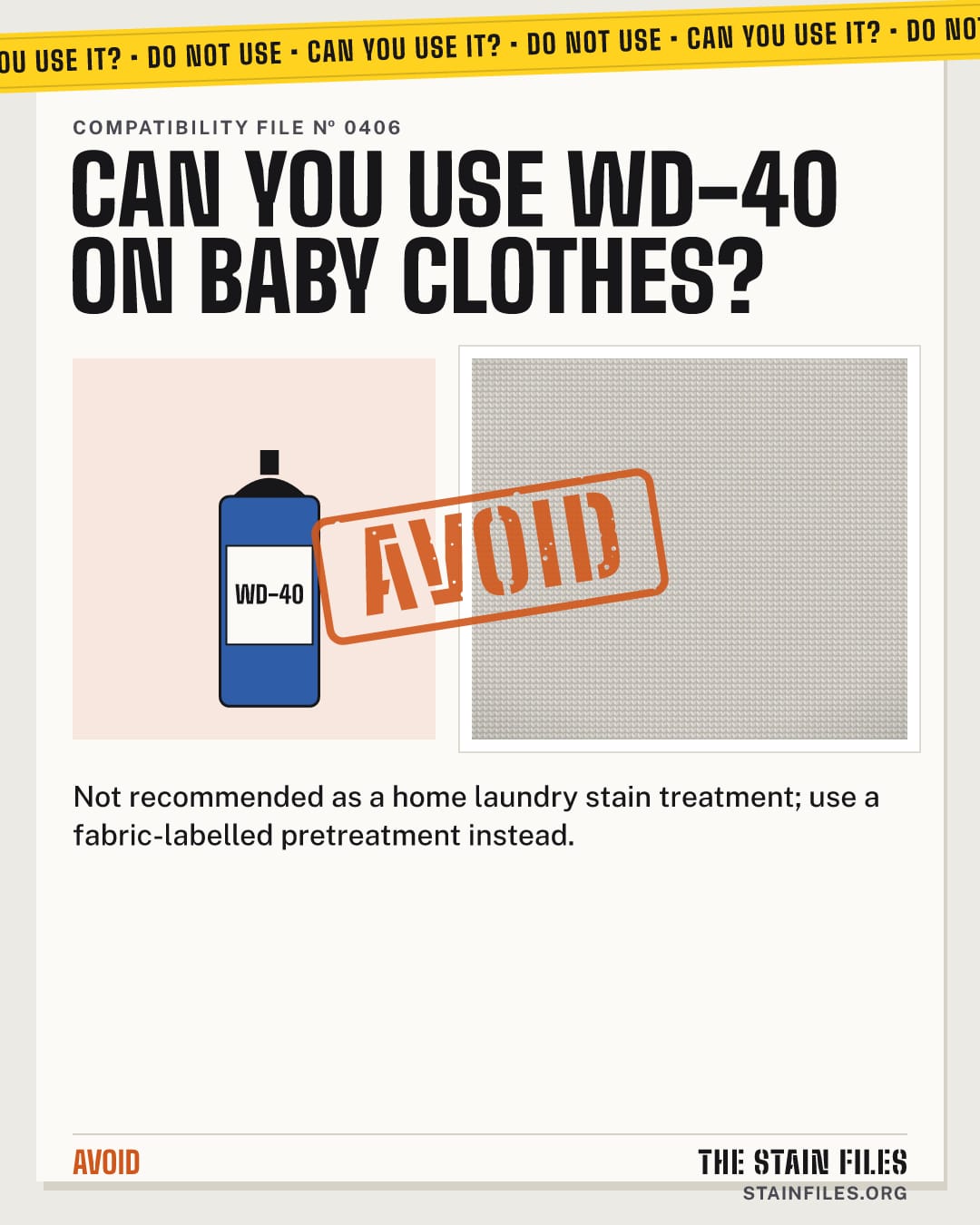 Can you use WD-40 on baby clothes? Verdict: Avoid