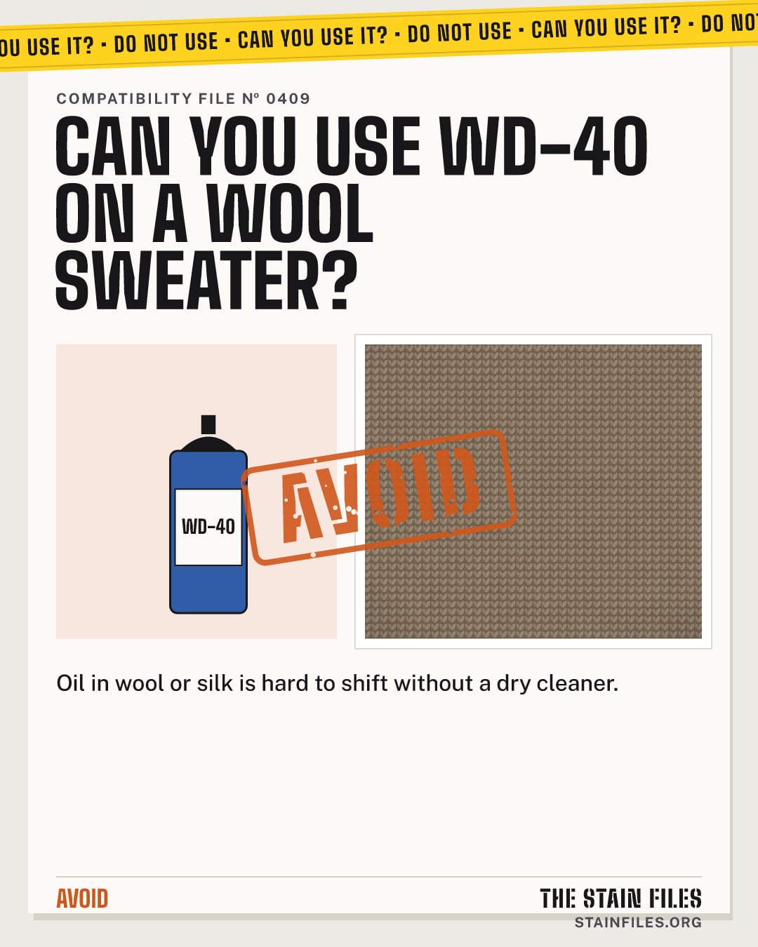Can you use WD-40 on a wool sweater? Verdict: Avoid