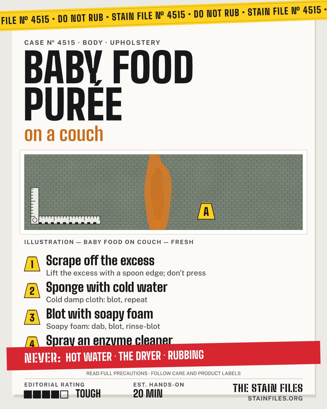 Stain file 4515: how to remove baby food from a couch, step by step, with what never to use