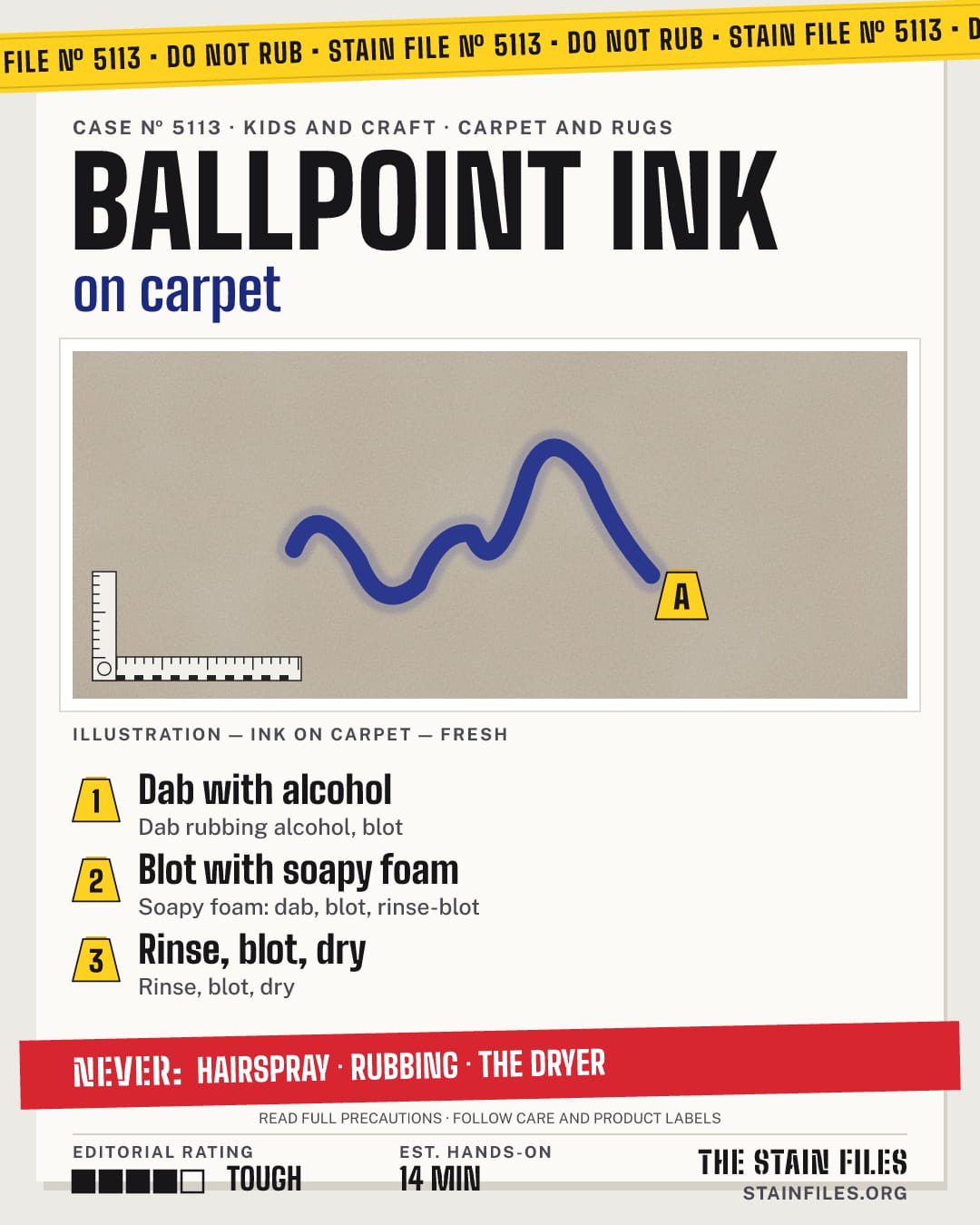 Stain file 5113: how to remove ink from carpet, step by step, with what never to use