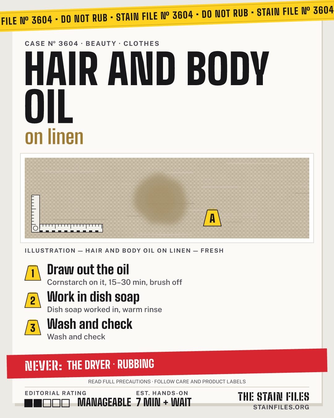 Stain file 3604: how to remove hair and body oil from linen, step by step, with what never to use