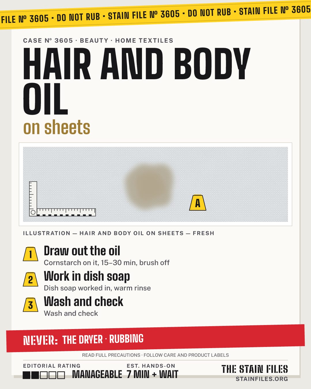 Stain file 3605: how to remove hair and body oil from sheets, step by step, with what never to use