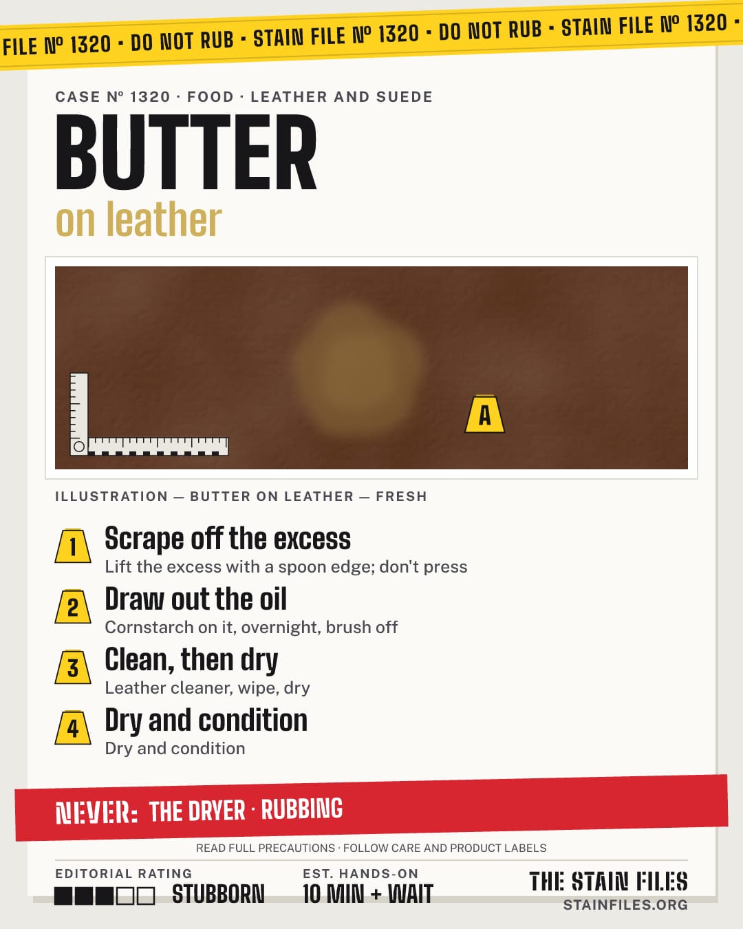 Stain file 1320: how to remove butter from leather, step by step, with what never to use