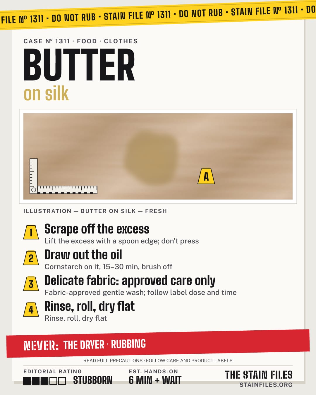 Stain file 1311: how to remove butter from silk, step by step, with what never to use
