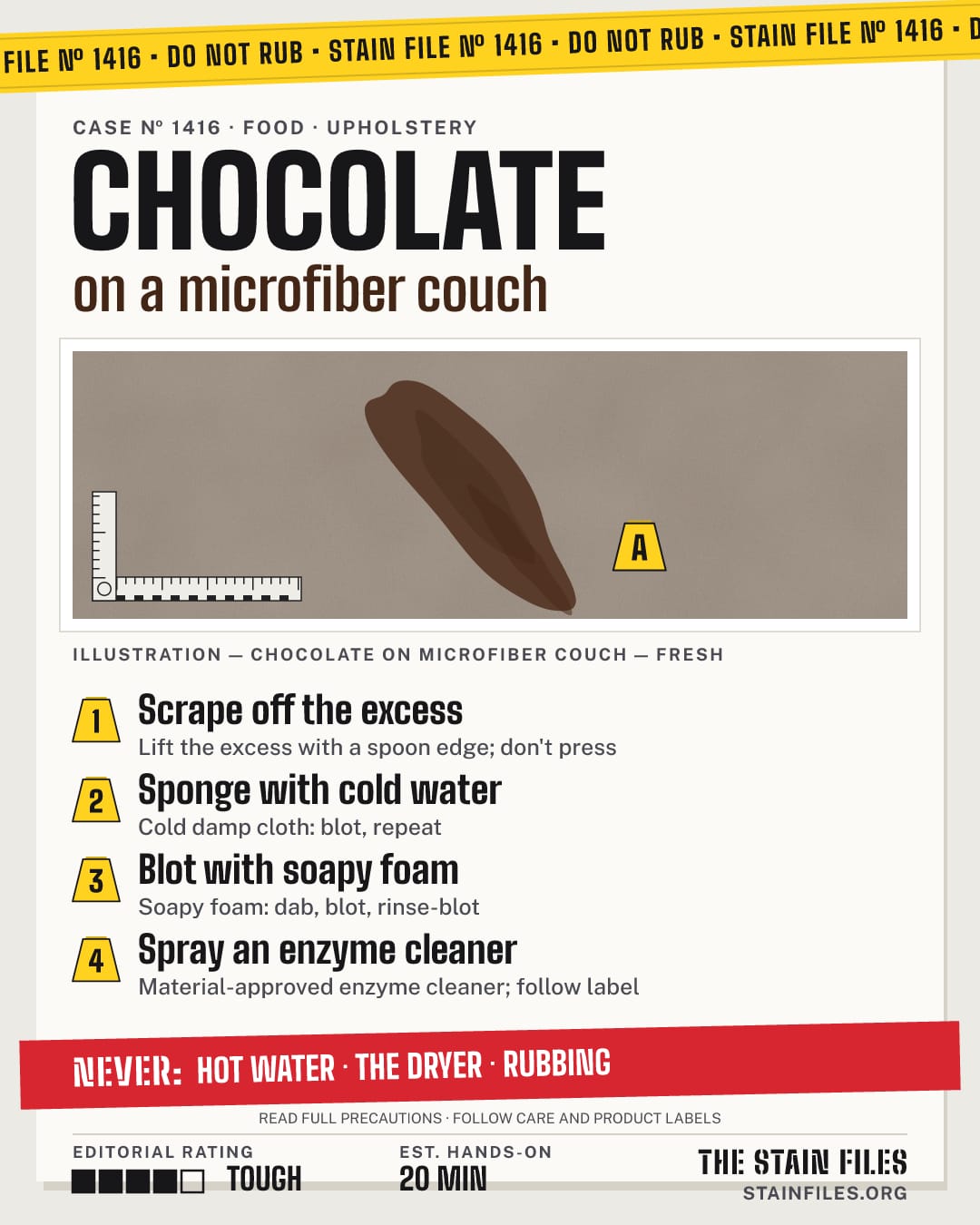 Stain file 1416: how to remove chocolate from a microfiber couch, step by step, with what never to use