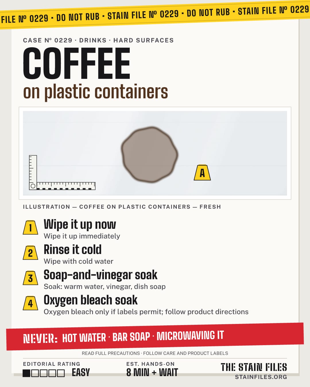 Stain file 0229: how to remove coffee from plastic containers, step by step, with what never to use