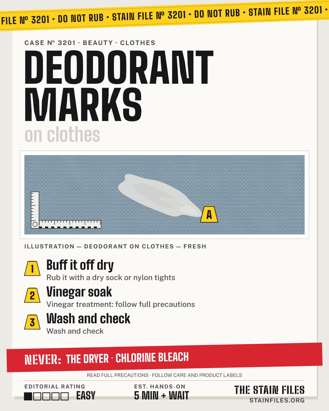 Stain file 3201: how to remove deodorant from clothes, step by step, with what never to use