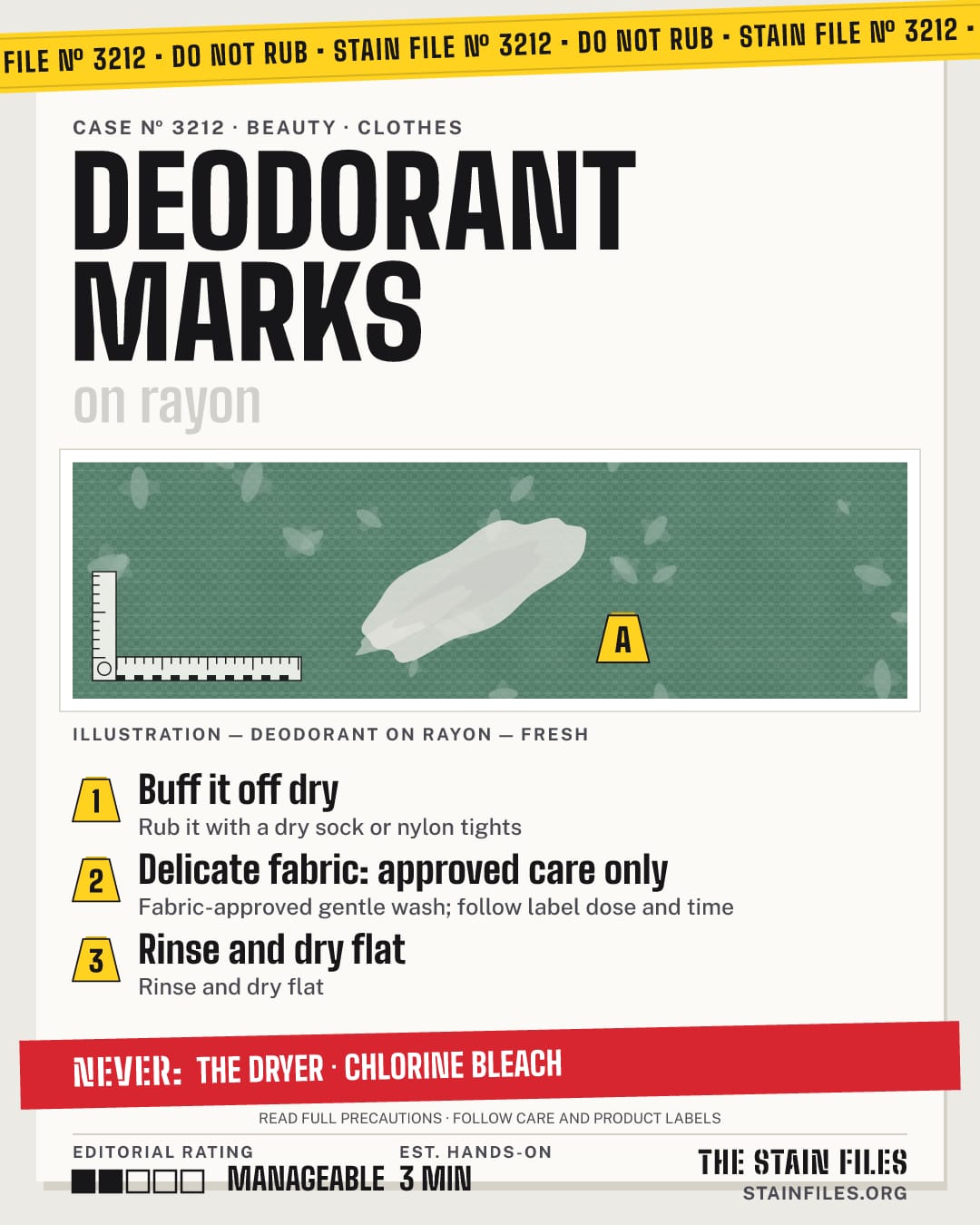 Stain file 3212: how to remove deodorant from rayon, step by step, with what never to use
