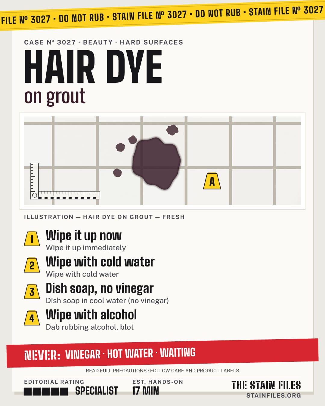 Stain file 3027: how to remove hair dye from grout, step by step, with what never to use