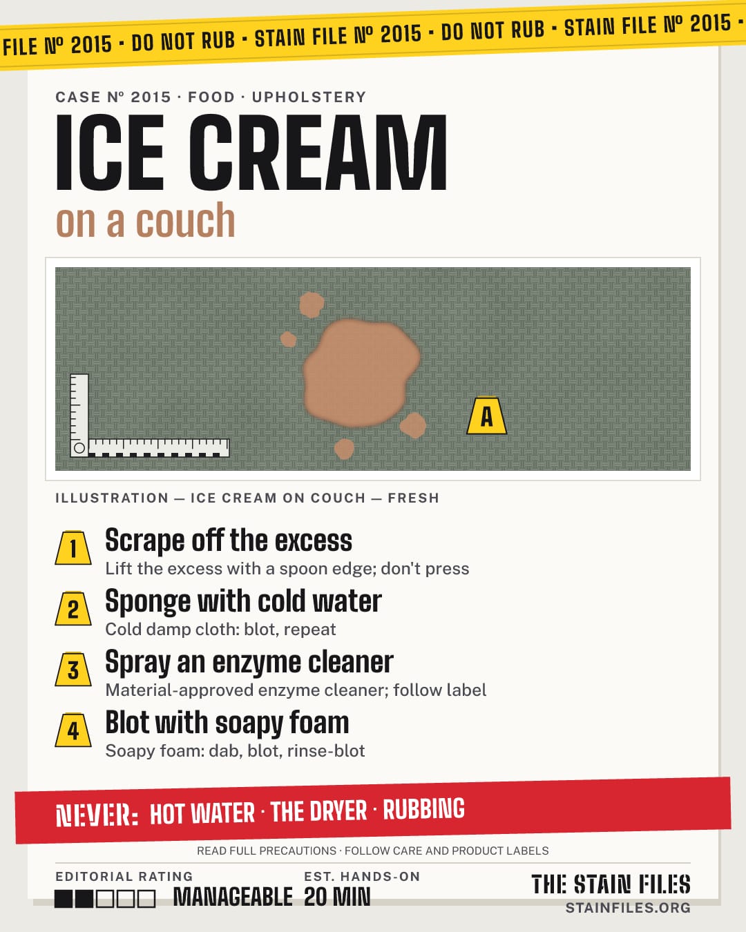 Stain file 2015: how to remove ice cream from a couch, step by step, with what never to use