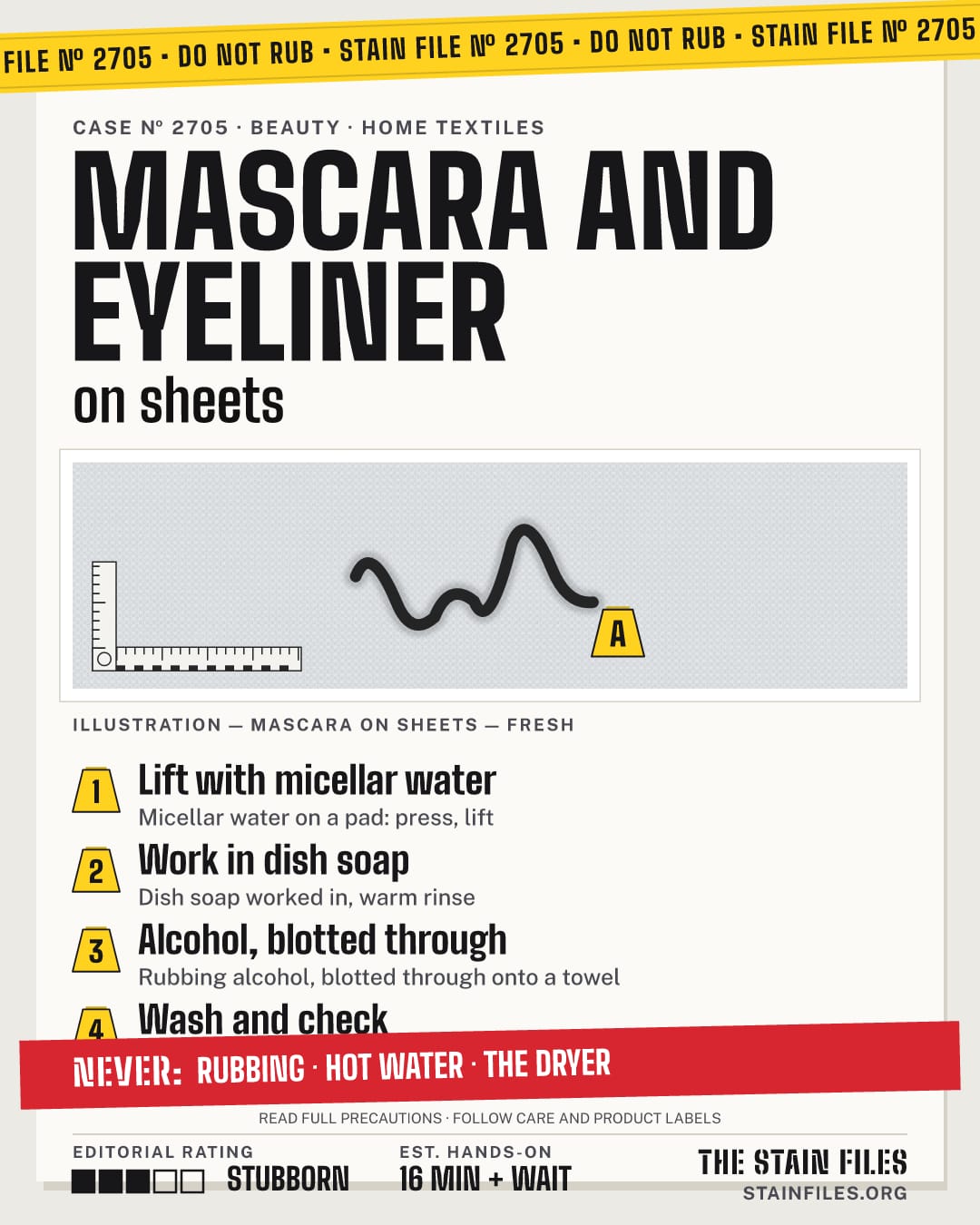 Stain file 2705: how to remove mascara from sheets, step by step, with what never to use