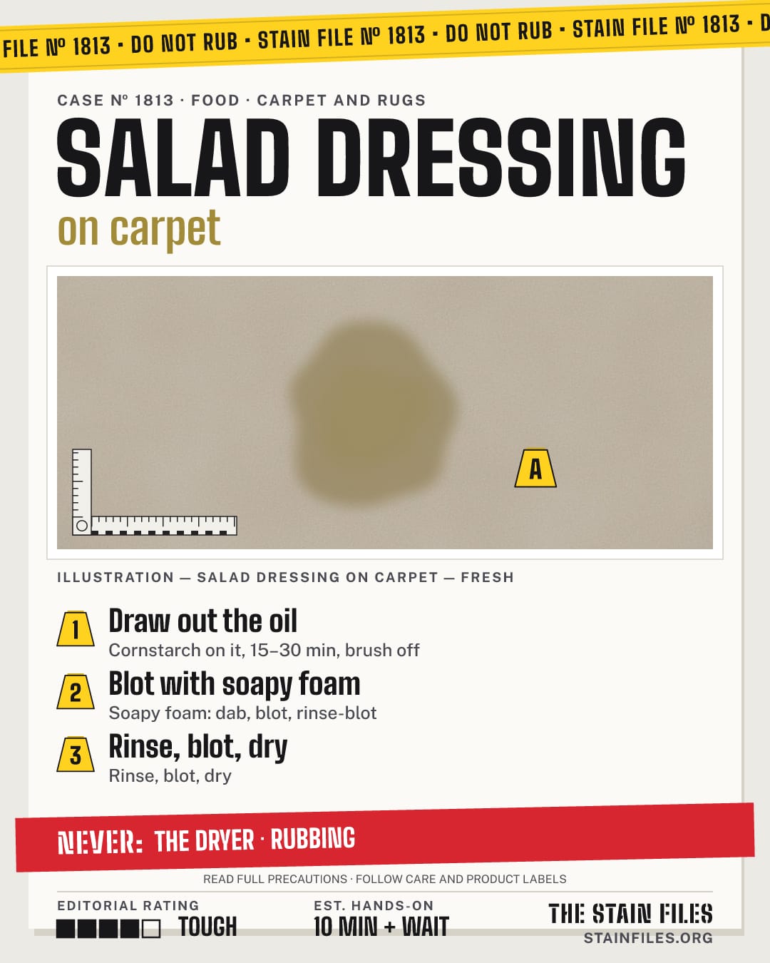 Stain file 1813: how to remove salad dressing from carpet, step by step, with what never to use