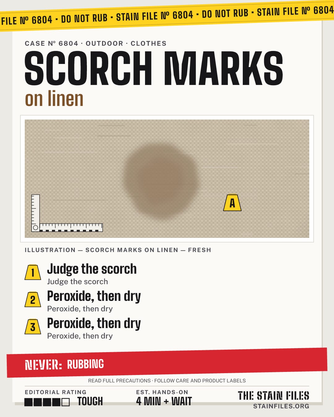 Stain file 6804: how to remove scorch marks from linen, step by step, with what never to use